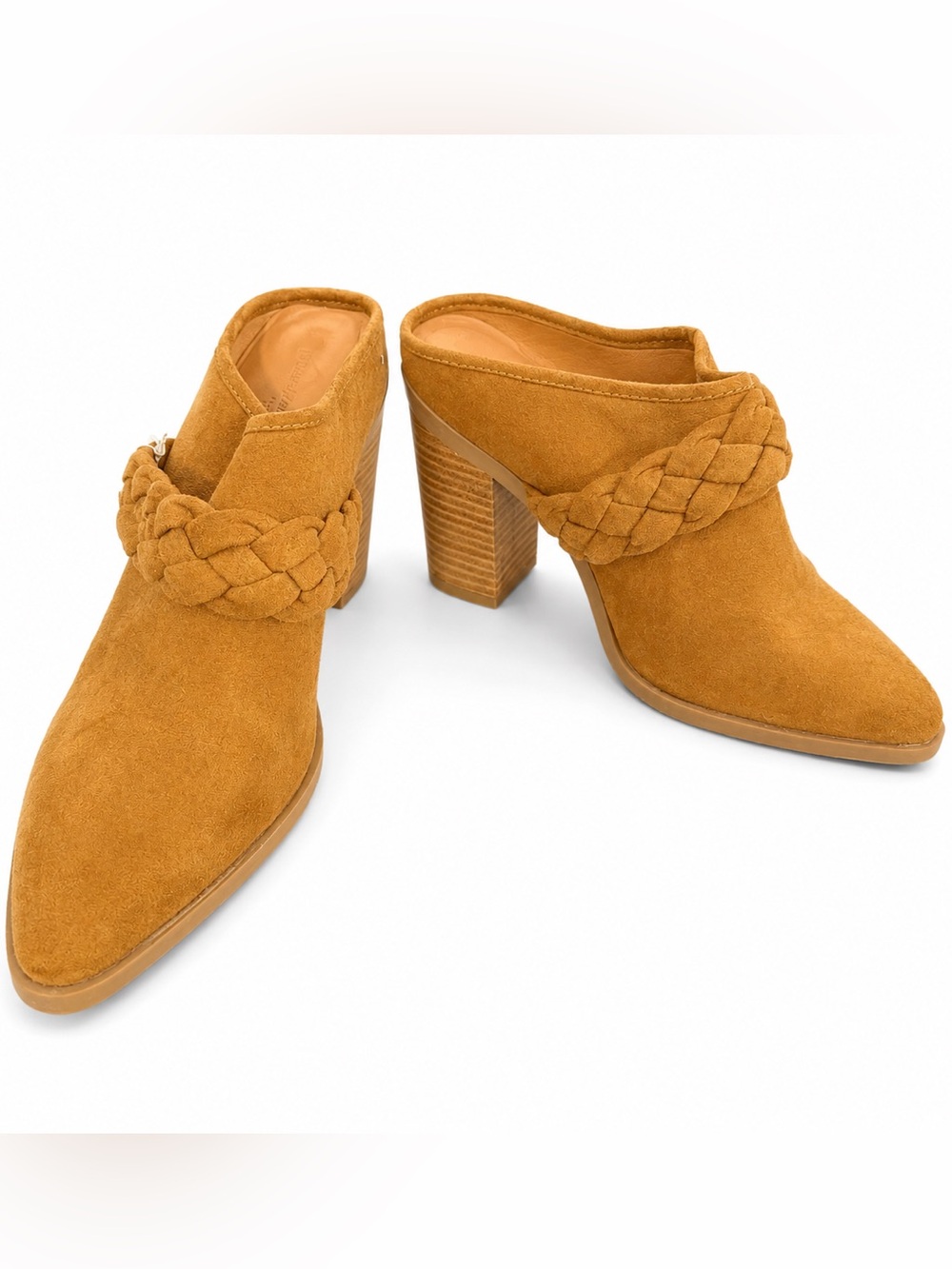 Universal Thread Mustard Suede Braided Block Heel Mules